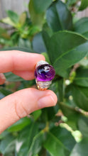 Load image into Gallery viewer, Carved Amethyst cocktail ring with diamond shoulders 14k