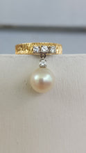 Load image into Gallery viewer, Pearl and diamond drop ring 18ct c1970s