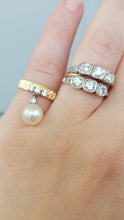 Load image into Gallery viewer, Pearl and diamond drop ring 18ct c1970s