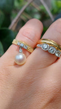 Load image into Gallery viewer, Pearl and diamond drop ring 18ct c1970s