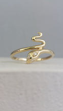 Load image into Gallery viewer, Sweet slinky snake ring Diamonds 9ct
