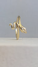 Load image into Gallery viewer, Sweet slinky snake ring Diamonds 9ct