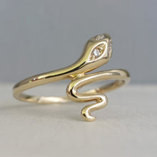 Load image into Gallery viewer, Sweet slinky snake ring Diamonds 9ct