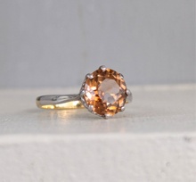 Load image into Gallery viewer, Earthy orange zircon in Art Deco 18ct gold setting