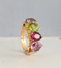 Load image into Gallery viewer, Australian Harlequin four stone ring 18ct rosey gold