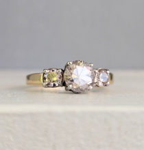 Load image into Gallery viewer, Soft ballerina pink Harts Ranges zircon in a vintage 9ct yellow and white gold trilogy