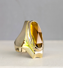 Load image into Gallery viewer, Mid century German yellow tourmaline in 8ct yellow gold