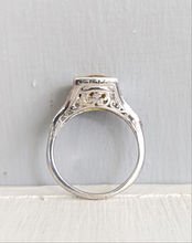 Load image into Gallery viewer, Natural bright yellow sapphire & diamond Art Deco ring 18ct white gold
