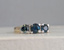 Load image into Gallery viewer, Bright blue parti trilogy in 9ct yellow and white gold