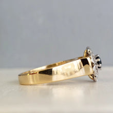 Load image into Gallery viewer, Vintage sapphire and diamond daisy cluster ring 18ct gold and platinum