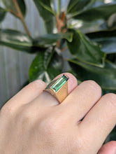 Load image into Gallery viewer, Vintage 1970s Brutalist tourmaline ring 9ct yellow gold