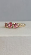 Load image into Gallery viewer, Pink Tourmaline Trilogy 9ct gold