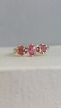 Load image into Gallery viewer, Pink Tourmaline Trilogy 9ct gold