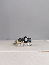 Load image into Gallery viewer, Bright Australian parti sapphire trilogy 9ct white and yellow gold