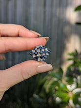 Load image into Gallery viewer, Vintage midnight blue sapphires in sterling silver Brutalist c1970s