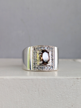 Load image into Gallery viewer, Statement chocolate zircon and Goshenite wide sterling silver ring