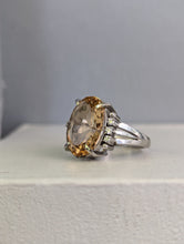 Load image into Gallery viewer, Golden Beryl and diamond platinum cocktail ring