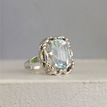 Load image into Gallery viewer, Bright aquamarine in German silver c1930s