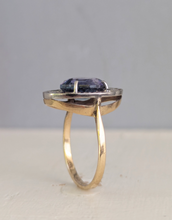 Load image into Gallery viewer, Handmade Art Deco ring with tanzanite in 10k