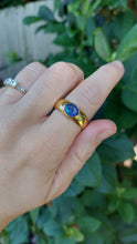 Load image into Gallery viewer, Solid deep blue opal in 18ct yellow gold