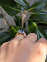 Load image into Gallery viewer, c1980s Teal Sapphire flower cluster in 9ct yellow and white gold