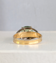 Load image into Gallery viewer, Luminous natural green tourmaline in 18ct yellow and white gold