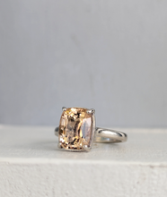 Load image into Gallery viewer, Golden topaz and diamonds in vintage silver 925