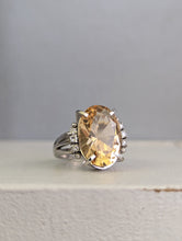 Load image into Gallery viewer, Golden Beryl and diamond platinum cocktail ring