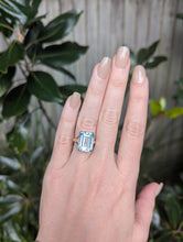 Load image into Gallery viewer, Vintage aquamarine cocktail ring c1960s in 9ct yellow gold.