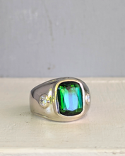 Load image into Gallery viewer, 1980s tourmaline and diamond ring in 9ct gold white gold