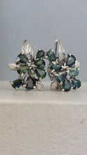 Load image into Gallery viewer, Divine Vintage Parti sapphire spray earrings 9ct white gold