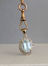 Load image into Gallery viewer, Vintage aquamarine & diamond petal pendant 9ct yellow gold