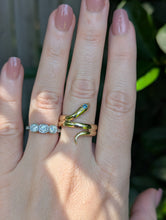 Load image into Gallery viewer, Serious serpent ring with parti sapphire 14k yellow gold