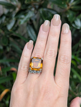 Load image into Gallery viewer, Huge 23ct vintage cognac citrine cocktail ring sterling silver