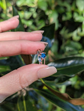 Load image into Gallery viewer, Brilliant blue Australian sapphire in an high artful 9ct white gold ring