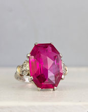 Load image into Gallery viewer, Vibrant 1930s ruby and diamond ring 18ct white gold