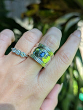 Load image into Gallery viewer, Vintage silver cuff ring with natural sapphire