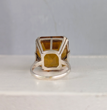 Load image into Gallery viewer, Huge 23ct vintage cognac citrine cocktail ring sterling silver