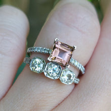 Load image into Gallery viewer, Soft pink tourmaline and diamond 9ct white gold ring