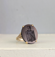 Load image into Gallery viewer, Smokey Quartz Armorial Intaglio Ring 9ct