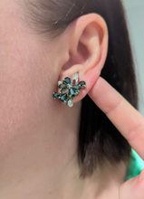 Load image into Gallery viewer, Divine Vintage Parti sapphire spray earrings 9ct white gold