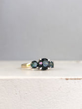 Load image into Gallery viewer, Bright Australian parti sapphire trilogy 9ct white and yellow gold