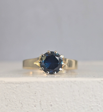 Load image into Gallery viewer, Deep ocean blue Australian sapphire in 9ct claw setting c1980s