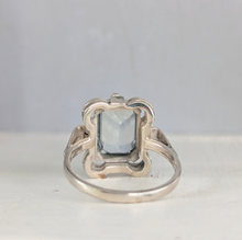 Load image into Gallery viewer, Mid century silver aquamarine ring German made.