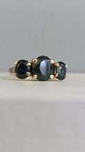 Load image into Gallery viewer, High set architectural parti sapphire 9ct vintage ring