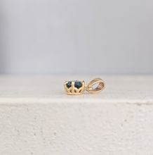 Load image into Gallery viewer, Teal blue green sapphire in 9ct yellow gold pendant