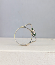 Load image into Gallery viewer, Wonderful handmade silver ribbon ring c1940s with mint tourmaline.