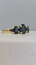 Load image into Gallery viewer, High set architectural parti sapphire 9ct vintage ring