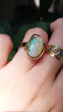 Load image into Gallery viewer, Solid Dragon skin crystal Australian opal ring 9ct vintage