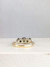 Load image into Gallery viewer, Vivid blue and teal Australian sapphire trilogy in 9ct yellow gold